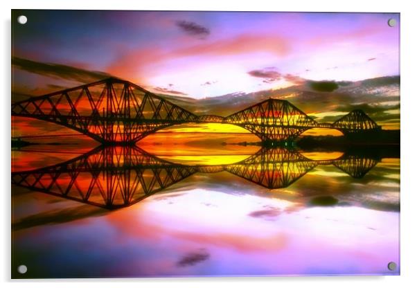 Forth Bridge reflection Acrylic by Philip Hawkins