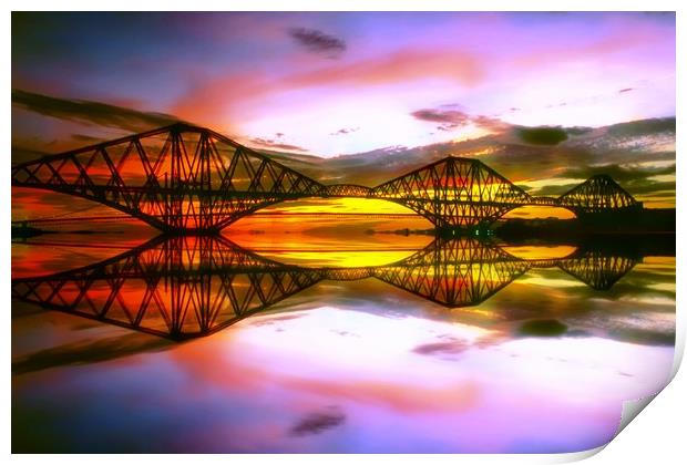 Forth Bridge reflection Print by Philip Hawkins