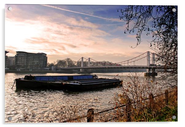 Chelsea Bridge River Thames London Acrylic by Andy Evans Photos