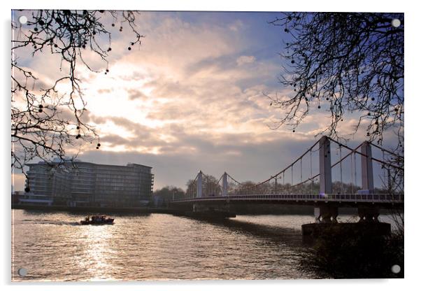Chelsea Bridge River Thames London Acrylic by Andy Evans Photos