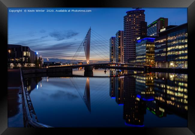 Bridge to the media City in Salford quay Framed Print by Kevin Winter