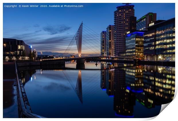 Bridge to the media City in Salford quay Print by Kevin Winter