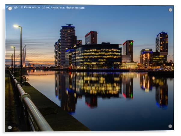 Across Salford quay Acrylic by Kevin Winter