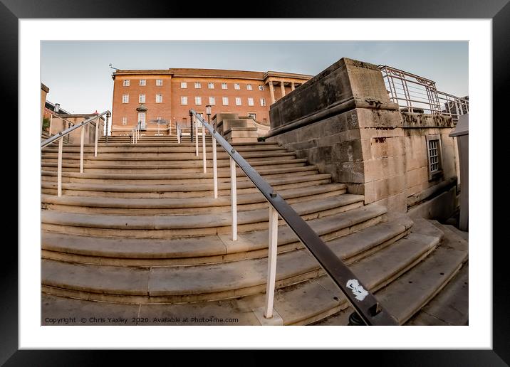 The steps to County Hall, Norwich Framed Mounted Print by Chris Yaxley