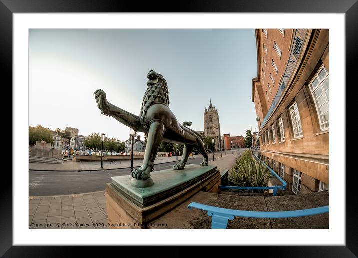 Lion Statue in Norwich, Norfolk Framed Mounted Print by Chris Yaxley