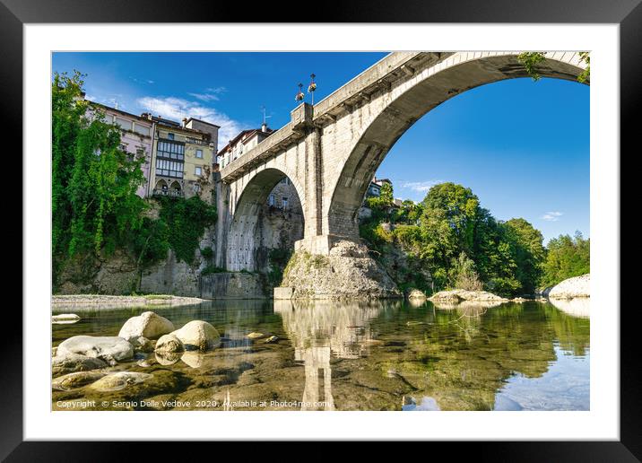 The bridge on the Natisone river in Cividale del F Framed Mounted Print by Sergio Delle Vedove