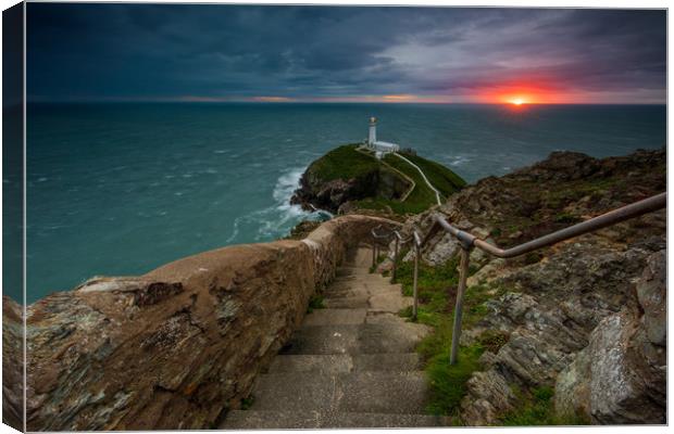 South Stack Lighthouse with the last light. Canvas Print by J.Tom L.Photography