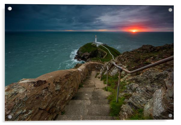 South Stack Lighthouse with the last light. Acrylic by J.Tom L.Photography