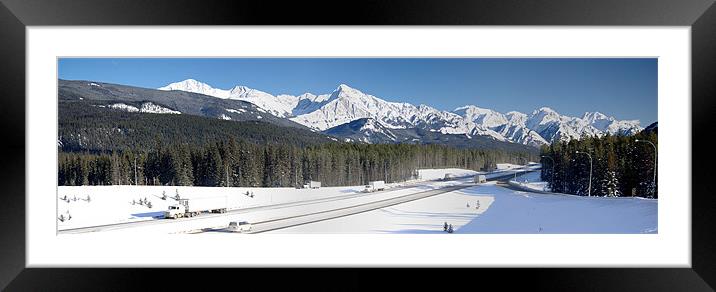 Trucks, Mountains and Snow Framed Mounted Print by Pete Hemington