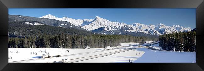 Trucks, Mountains and Snow Framed Print by Pete Hemington