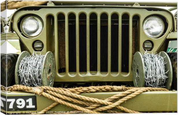 Willys Jeep Barbed Wire Canvas Print by Richard Nixon
