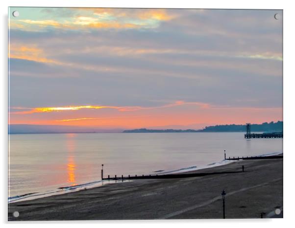 Captivating Sandbanks Sunset Acrylic by Beryl Curran