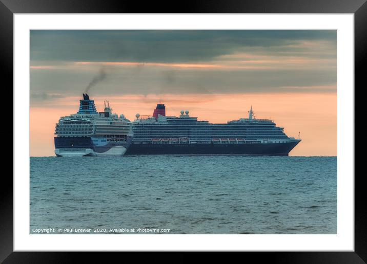 Cunards Queen Victoria and Marella Explorer 2 Moor Framed Mounted Print by Paul Brewer