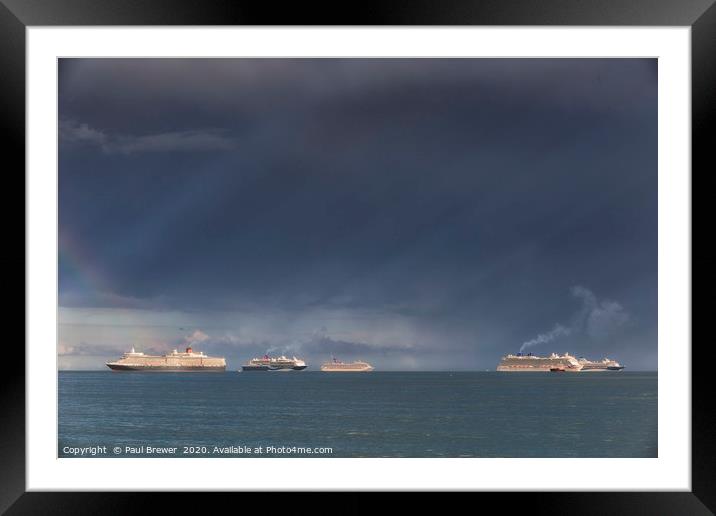 Cruise Ships in a thunder storm Framed Mounted Print by Paul Brewer