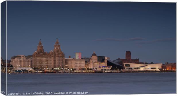 Liverpool Waterfront Evening Illumination Canvas Print by Liam Neon