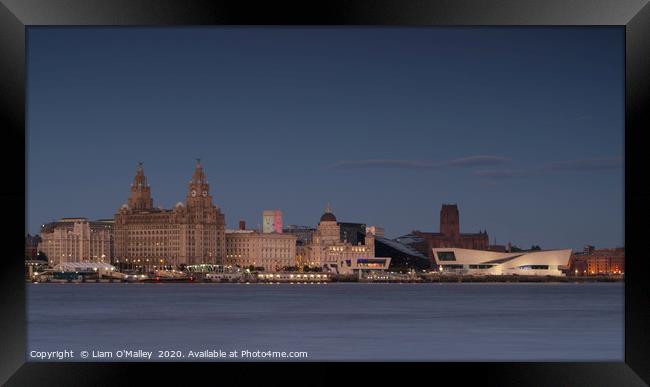 Liverpool Waterfront Evening Illumination Framed Print by Liam Neon