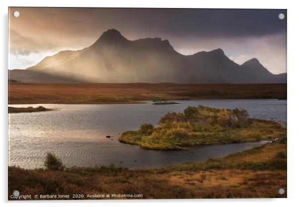 Stormy Sunrise over Ben Loyal Mountain Acrylic by Barbara Jones