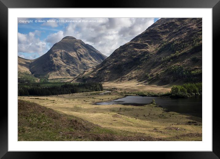 green pastures in Glen Etive Framed Mounted Print by Kevin White