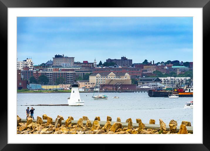 Breakwater Lighthouse New Bedford Harbor Massachus Framed Mounted Print by William Perry