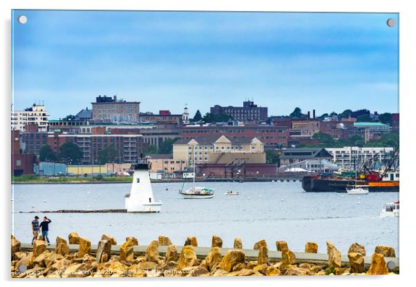 Breakwater Lighthouse New Bedford Harbor Massachus Acrylic by William Perry