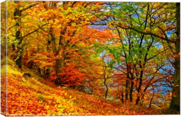Autumn Trees on Ullswater Lake Canvas Print by Martyn Arnold