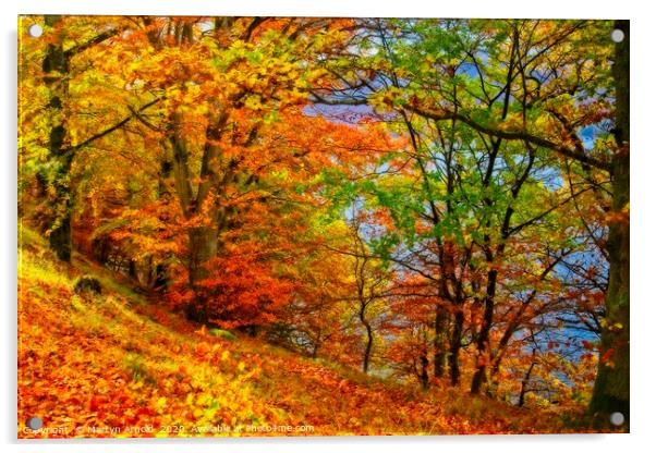 Autumn Trees on Ullswater Lake Acrylic by Martyn Arnold