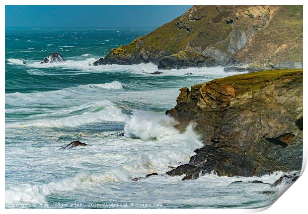 Church Cove Headland during Storm Francis 2020 Print by Philip Hodges aFIAP ,