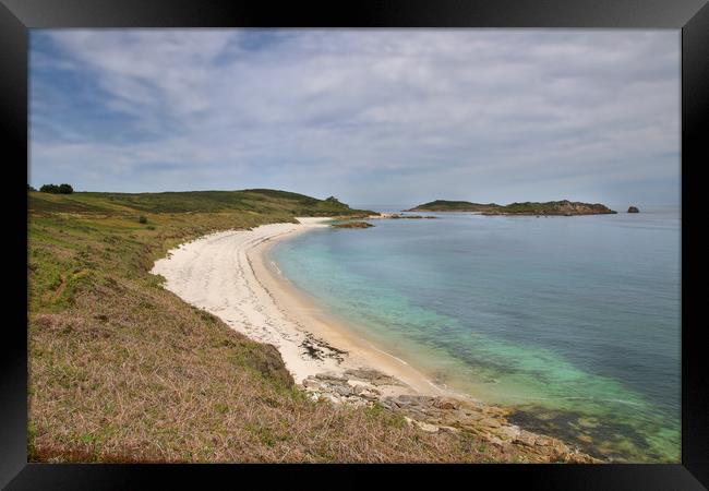 Beach landscape at St Martins, Scilly Isles Framed Print by Simon Marlow