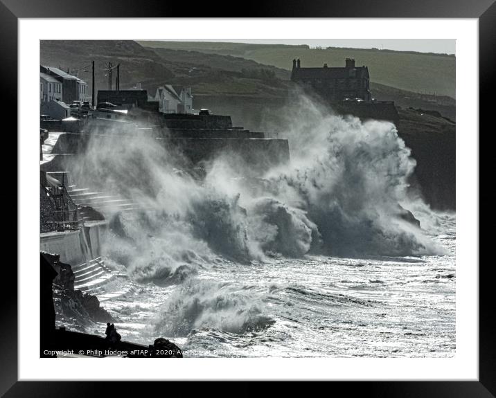 Porthleven Storm 2 Framed Mounted Print by Philip Hodges aFIAP ,