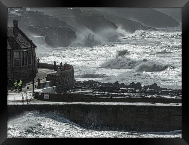 Wave Watchers at Porthleven Framed Print by Philip Hodges aFIAP ,