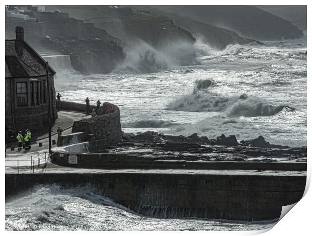 Wave Watchers at Porthleven Print by Philip Hodges aFIAP ,