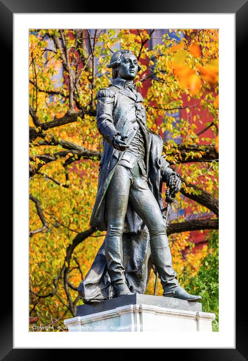 General Lafayette Statue Lafayette Park Autumn Was Framed Mounted Print by William Perry