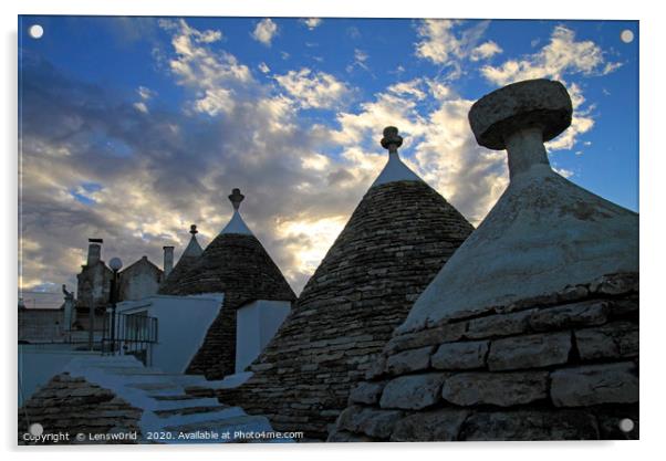 Sunset and Trulli in Alberobello, Italy Acrylic by Lensw0rld 