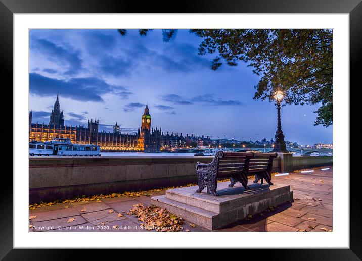 Houses of parliament at dusk Framed Mounted Print by Louise Wilden