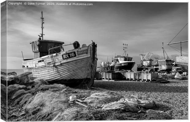 Hastings Fishing Boats Canvas Print by Dave Turner