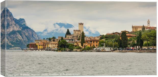 Majestic View of Malcesine and Lake Garda Canvas Print by David Thomas