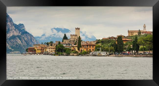 Majestic View of Malcesine and Lake Garda Framed Print by David Thomas