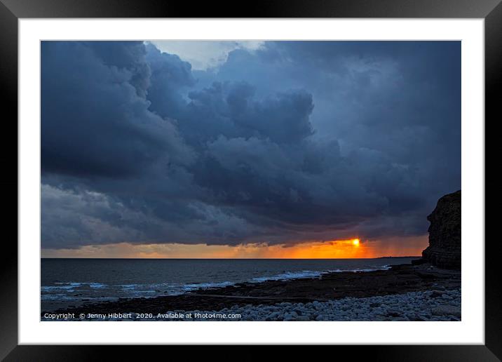 Stormy sunset at Southerndown Glamorgan Framed Mounted Print by Jenny Hibbert
