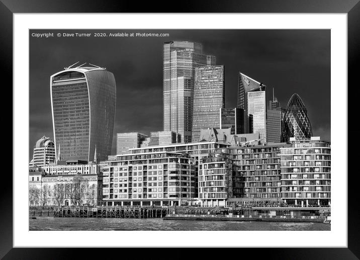 City of London after Heavy Rain Framed Mounted Print by Dave Turner