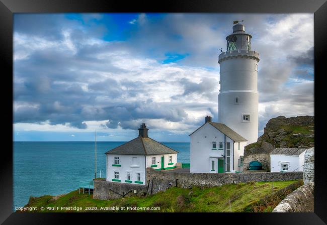 The Lighthouse and Buildings at Start Point, Devon Framed Print by Paul F Prestidge