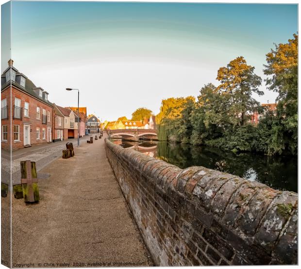 View along Quayside and the River Wensum in the ci Canvas Print by Chris Yaxley