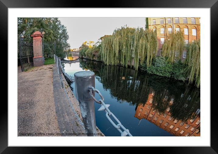 Wide angle view of the footpath along the River We Framed Mounted Print by Chris Yaxley