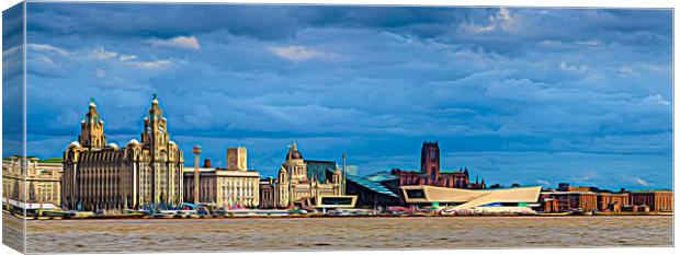 Liverpool waterfront under a stormy sky Canvas Print by Jason Wells