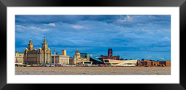 Liverpool waterfront under a stormy sky Framed Mounted Print by Jason Wells