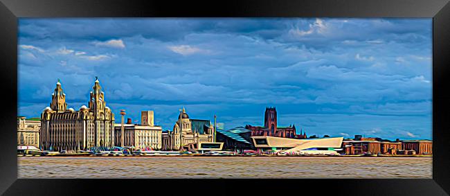 Liverpool waterfront under a stormy sky Framed Print by Jason Wells