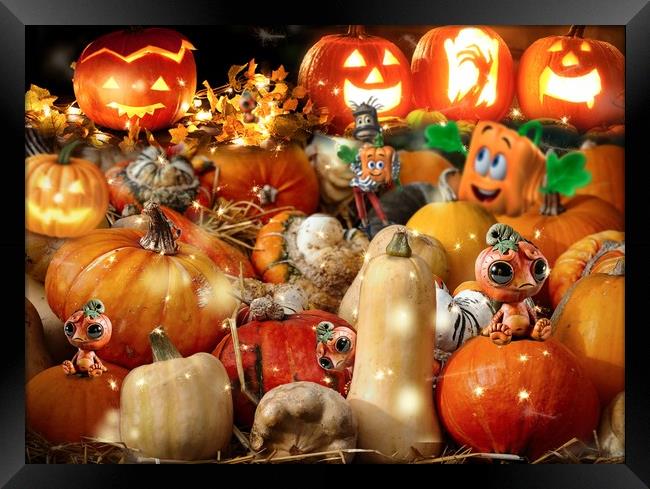 Halloween Pumpkins Framed Print by Simon Marlow