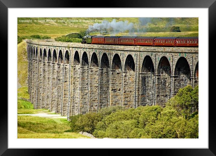 Steam train on Ribblehead viaduct. Framed Mounted Print by David Birchall