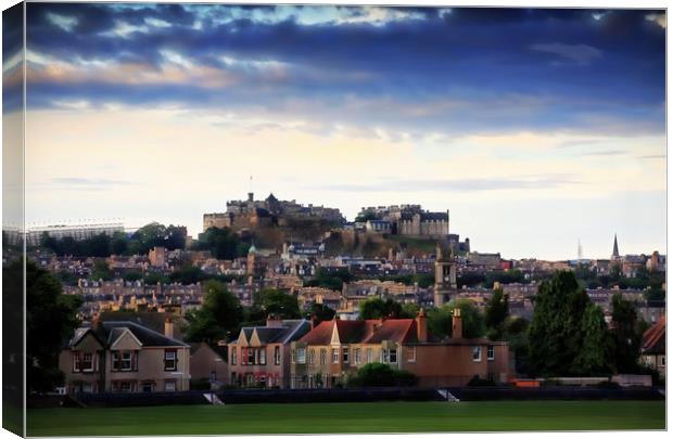 Edinburgh Castle and New Town rooftops Canvas Print by Philip Hawkins