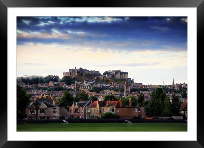 Edinburgh Castle and New Town rooftops Framed Mounted Print by Philip Hawkins
