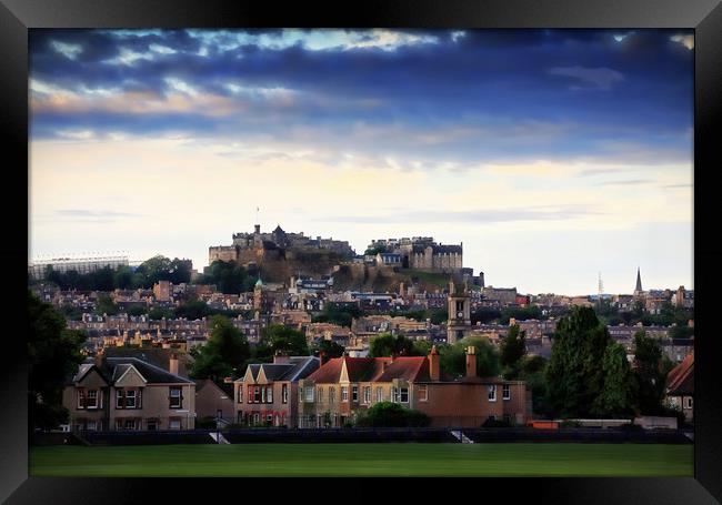 Edinburgh Castle and New Town rooftops Framed Print by Philip Hawkins